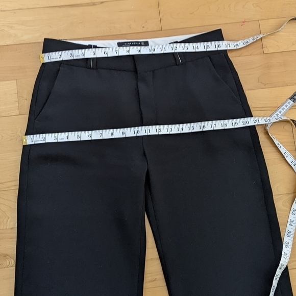 ZARA wide leg pants black with white stich details size Medium 2023/878 T3 - Picture 2 of 11